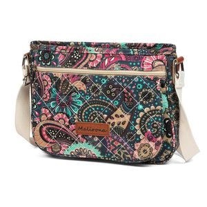 Elegant 'S Durable Floral Crossbody Satchel Canvas Messenger Bag Multi Pocket